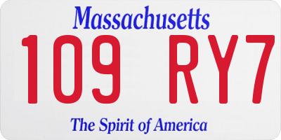 MA license plate 109RY7