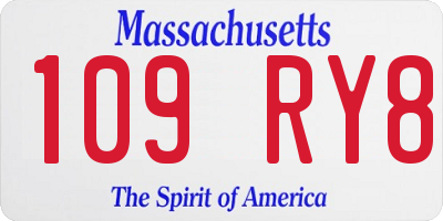 MA license plate 109RY8