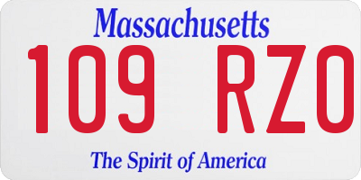 MA license plate 109RZ0
