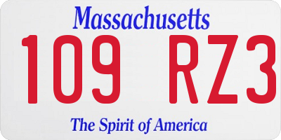 MA license plate 109RZ3