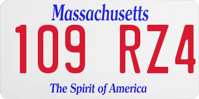 MA license plate 109RZ4