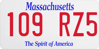 MA license plate 109RZ5