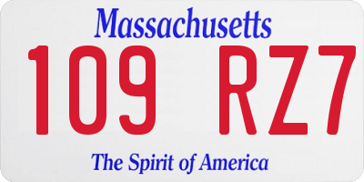 MA license plate 109RZ7