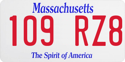 MA license plate 109RZ8