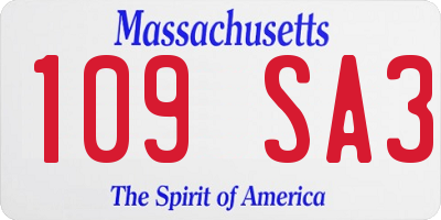 MA license plate 109SA3