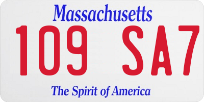 MA license plate 109SA7