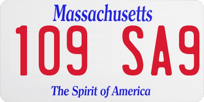 MA license plate 109SA9