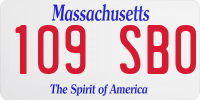 MA license plate 109SB0