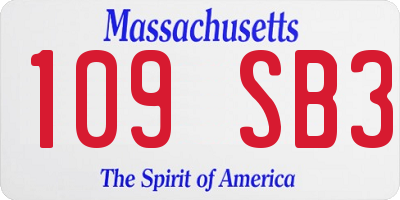 MA license plate 109SB3