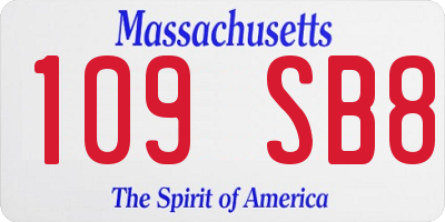 MA license plate 109SB8