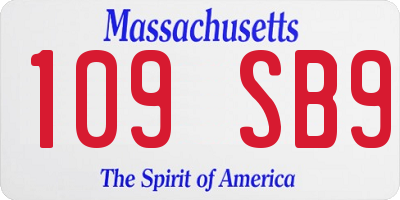 MA license plate 109SB9