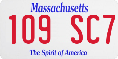 MA license plate 109SC7