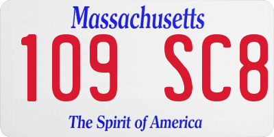 MA license plate 109SC8