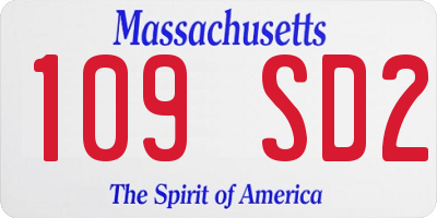 MA license plate 109SD2