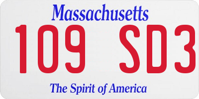 MA license plate 109SD3