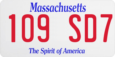 MA license plate 109SD7