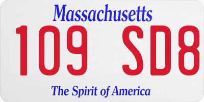 MA license plate 109SD8