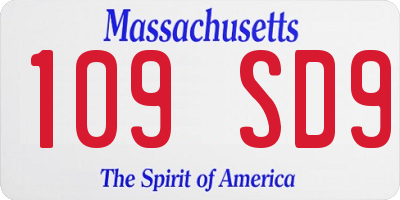 MA license plate 109SD9