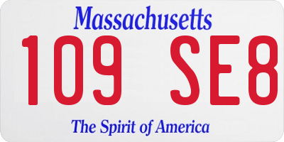 MA license plate 109SE8