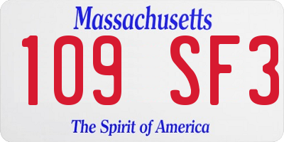 MA license plate 109SF3