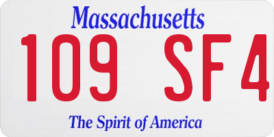 MA license plate 109SF4