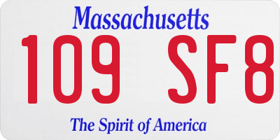 MA license plate 109SF8