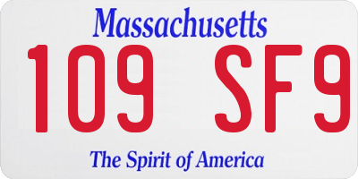 MA license plate 109SF9