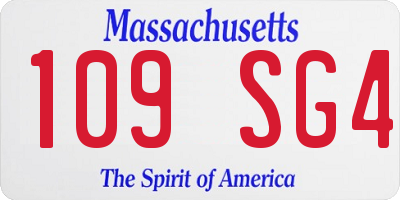 MA license plate 109SG4