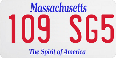 MA license plate 109SG5