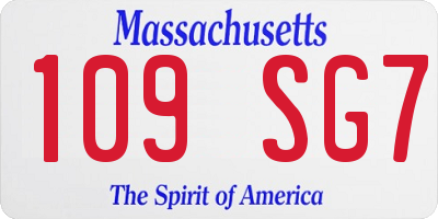 MA license plate 109SG7