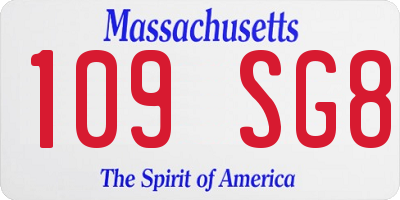 MA license plate 109SG8