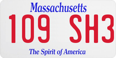 MA license plate 109SH3