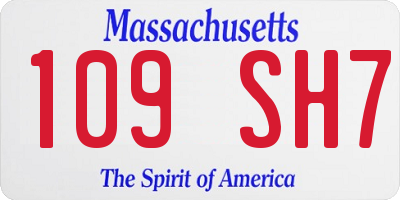 MA license plate 109SH7