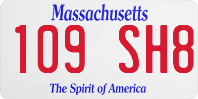MA license plate 109SH8