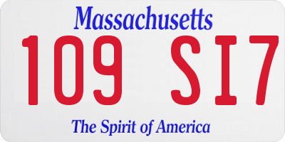 MA license plate 109SI7