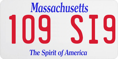 MA license plate 109SI9