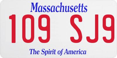 MA license plate 109SJ9