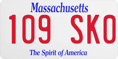 MA license plate 109SK0