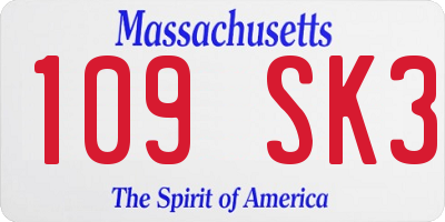 MA license plate 109SK3