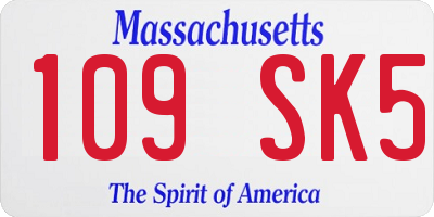 MA license plate 109SK5