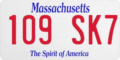 MA license plate 109SK7