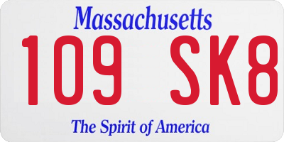 MA license plate 109SK8