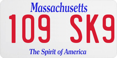 MA license plate 109SK9