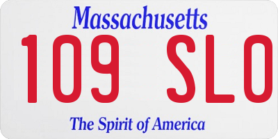 MA license plate 109SL0