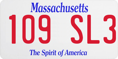 MA license plate 109SL3