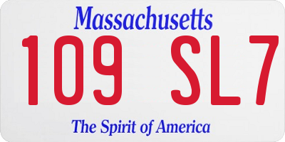 MA license plate 109SL7