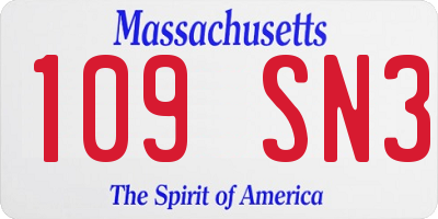 MA license plate 109SN3
