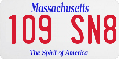 MA license plate 109SN8
