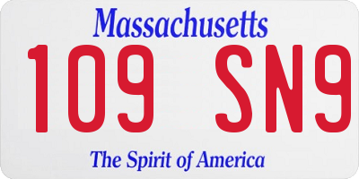 MA license plate 109SN9
