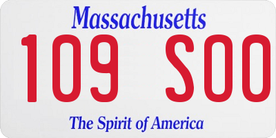 MA license plate 109SO0